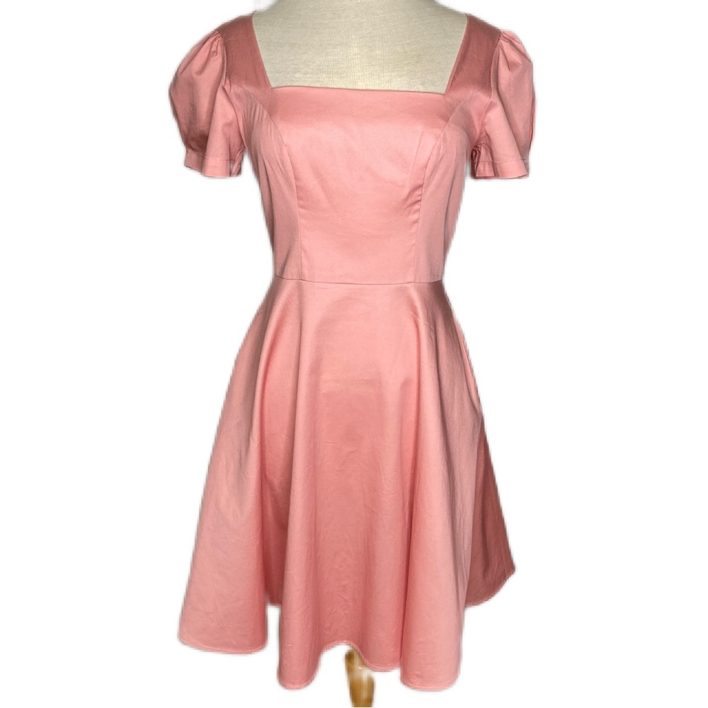Oobue Dress Medium Cotton Peach Pink Midi Romantic Barbie Coquette Retro 50s
